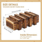 Gejoy Secret Puzzle Box Cash Gift Wooden Puzzle Box for Adults Brain Teaser Wooden with Hidden Compartments for Christmas Cash Gift (Brown,15.5 x 8.4 x 5 cm,Three Opening)
