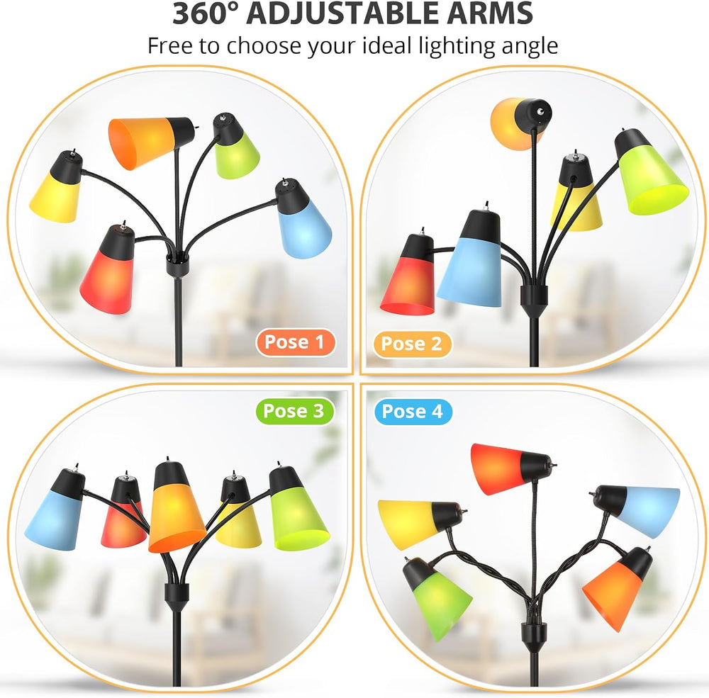LED Floor Lamp, Medusa Adjustable Multi Head Modern Tall Standing Light