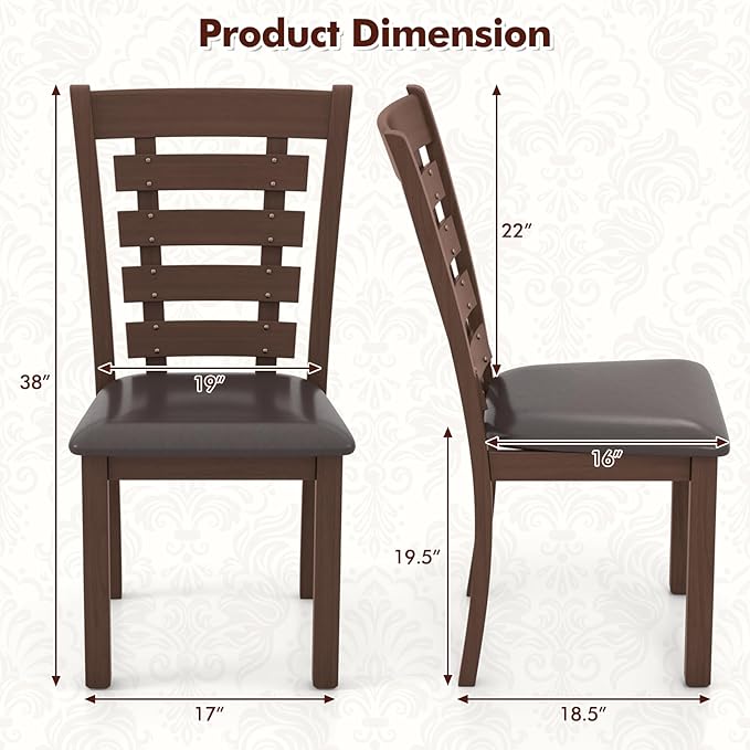 GOFLAME Upholstered Dining Chairs Set of 2, Wooden Kitchen Chairs with Padded Seat & Rubber Wood Frame, High Back Armless Dining Chairs, Dinette Side Chairs for Living Room, Dining Room