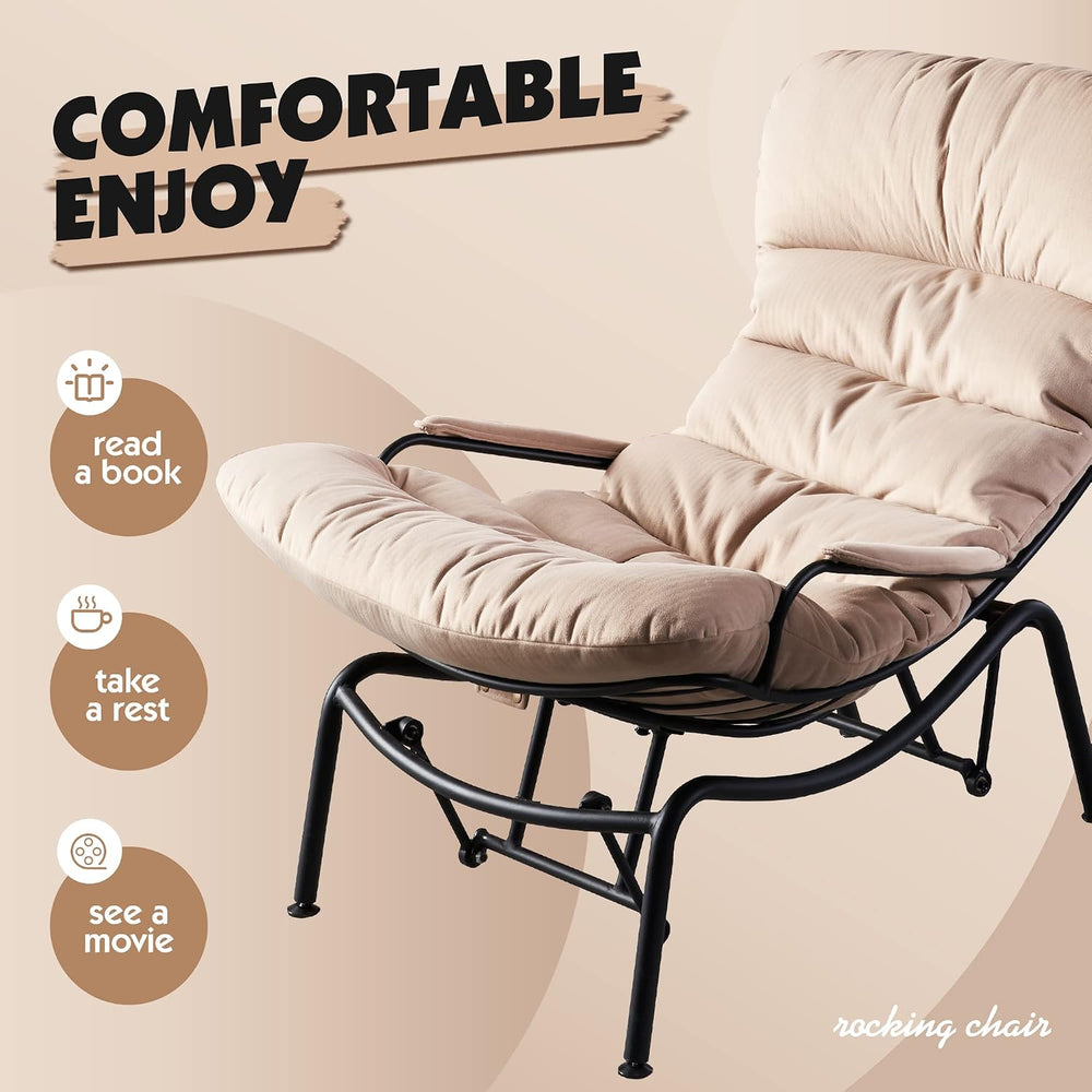 ovios Glider Rocking Chair with Ottoman, Mid-Century Modern Recliner Chair wi...
