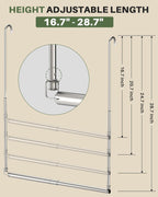 Hanging Closet Rod, 2 Pack Adjustable Height & Width Closet Rods for Hanging Clothes-Closet Extender Hanging Rod Space-Maximizing Design Suitable for Hanging and Drying Clothes, Silver