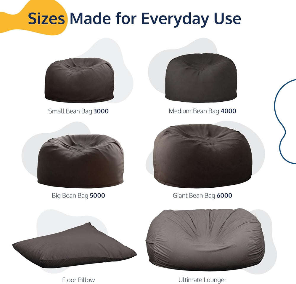 ULTIMATE SACK | 5 Ft Bean Bag Chair Replacement Cover Only | Black Fur | Remo...