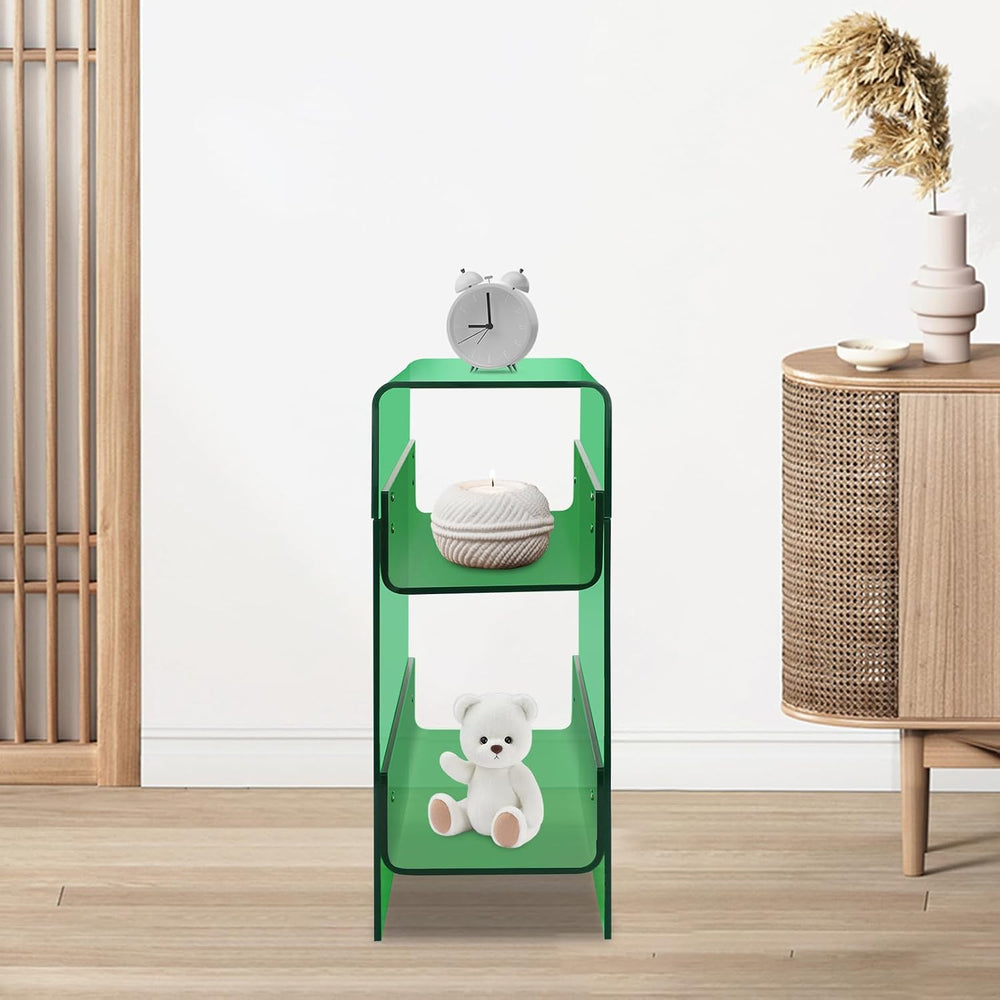 Clear Acrylic End Table, 2 Tier Narrow Acrylic Side Table Minimalist Nightsta...