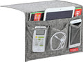 Linen 4 Pockets Bedside Caddy, Bedside Storage Organizer for Magazine, Remotes, Phone (Classic Grey)