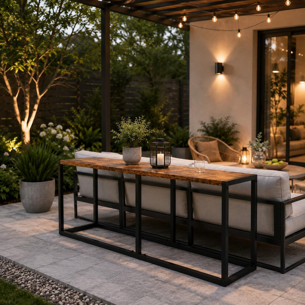 VINGLI 47.2 Inch Indoor/Outdoor Bench, Rustic Brown Dining & Patio Bench ...