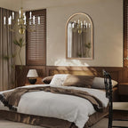 Gold Arched Mirror, 24"x36" Arch Vanity Mirrors for Bathroom, Metal Beaded Frame Decorative Accent Mirror, Ornate Vintage Mirrors for Fireplace Bedroom Living Room Hallway Entryway
