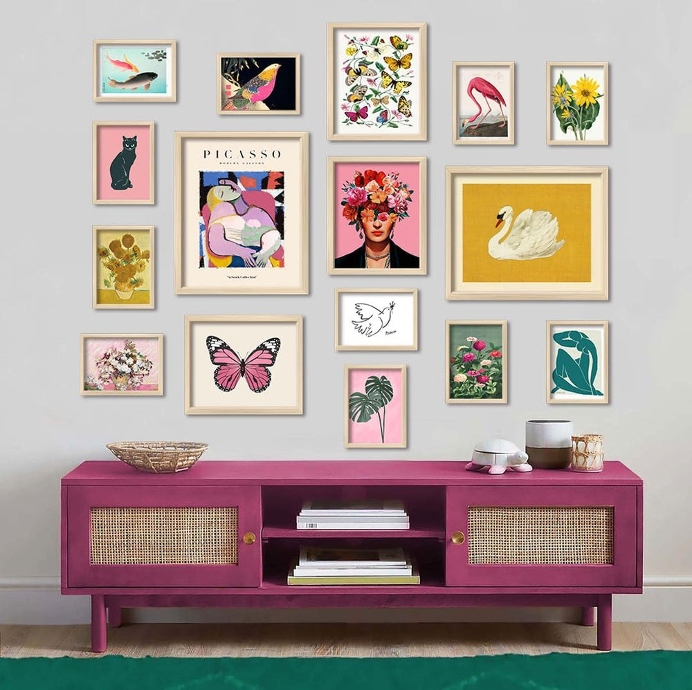 16 PCS Framed Eclectic Wall Art Decor, Modern Maximalist Home Gallery Wall Fr...