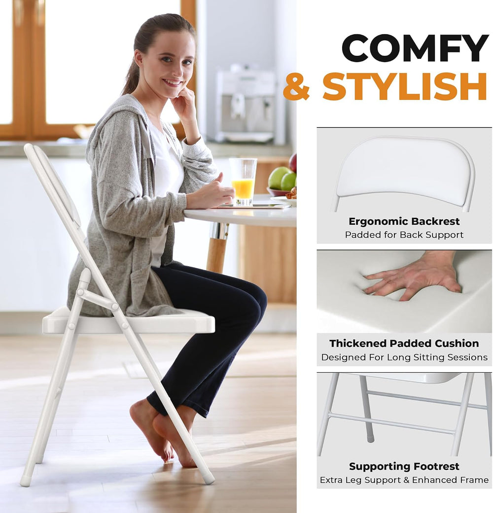 Our Modern Space 4 Pack Leather Chair | Foldable & Stackable | 350 lbs Ca...