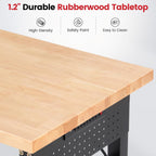 Workbench 72 x 24 Inch Heavy Duty Adjustable Height Work Table with Power Outlets & Extended Pegboard 5000 lbs Load Capacity for Garage, Workshop, Home, Office