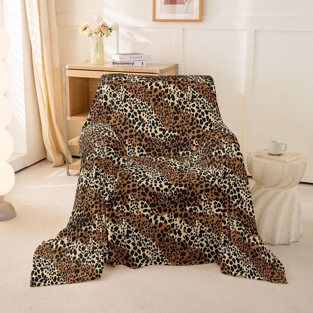 Erosebridal Black Brown Leopard Print Couch Cover 71" x 91" Cheetah...