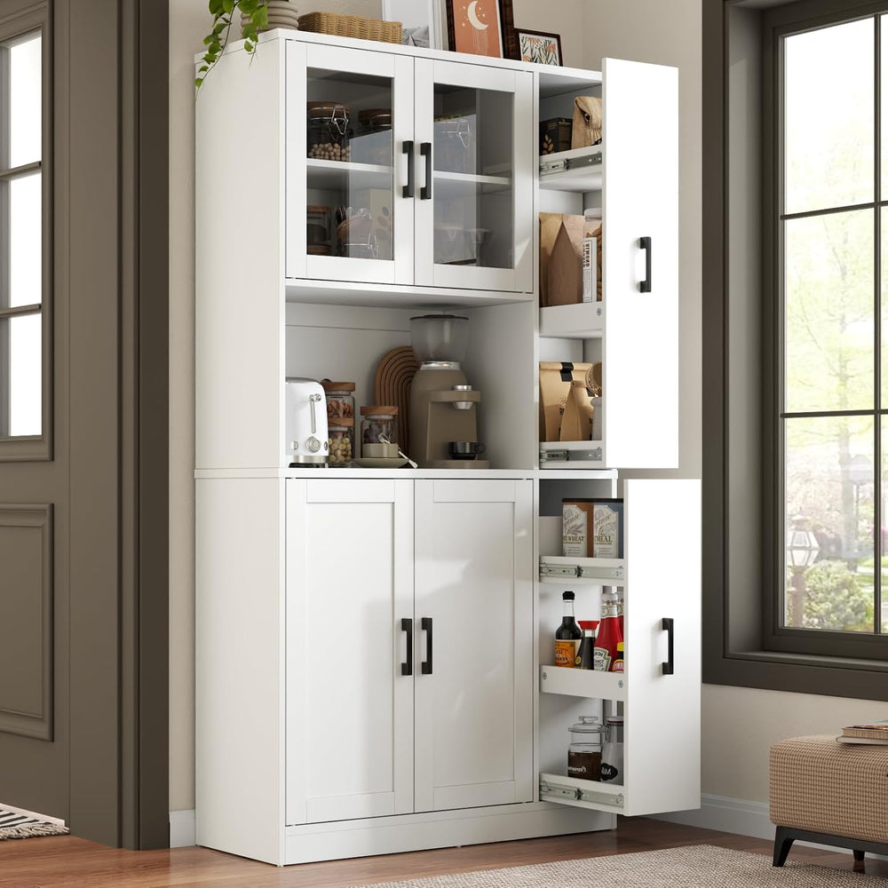 68" Kitchen Pantry Cabinet with Side Drawer, Kitchen Pantry Storage Cabi...