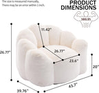 YITAI Large Bean Bag for Adults, Faux Fur Reading Sofa Chair with Petal Backrest,Fluffy Comfy Chair for Bedroom, Living Room, Study, Game 1PC Beige