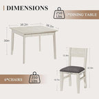 5-Piece Square Dining Table Set for 4, 38.2'' Solid Wood Kitchen Table with 4 Upholstered Chairs & 2 Drawers for Dining Room, Kitchen, Small Space, Washed Gray
