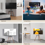 Tripod Easel TV Stand for 43 to 65 Inch LCD LED OLED Screen, Height Adjustable and Swievel TV Stand, Portable Corner TV Floor Stand with Wooden Tray, VESA 400x400mm, Minimalist Black Walnut