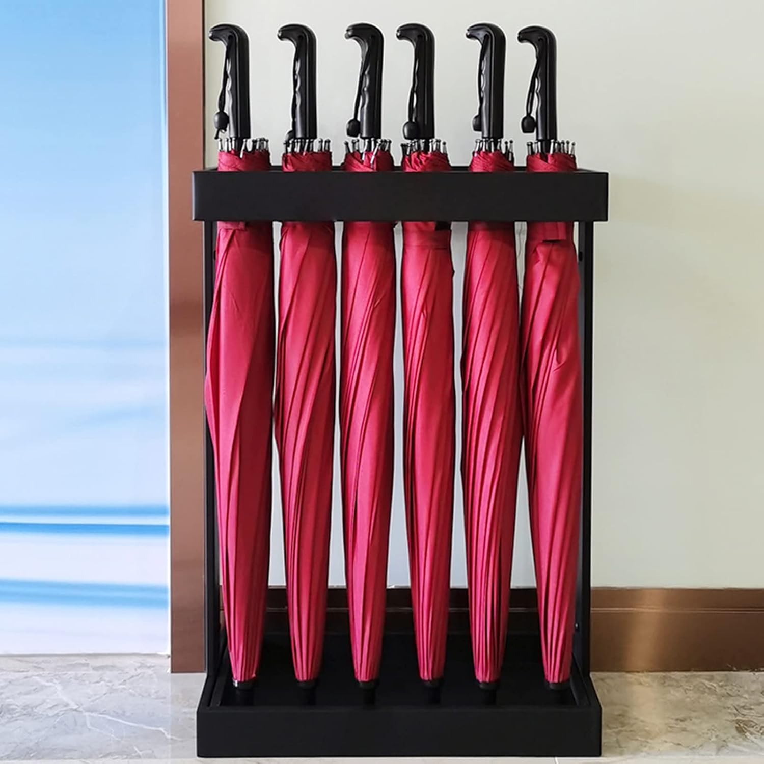 Modern Black Umbrella Stand nizer with 12 Independent Spaces Space Saving Umbrella Holder for Home Office and Entryways