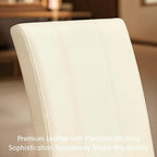 CHUN YI Dining Chairs Set of 2, Faux Leather Dining Room Chairs, High Back Upholstered Parsons Chairs for Dining Room Kitchen Side Chair with Sturdy Wood Legs, Cream