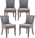 Modern Dining Chairs Set of 4, High Back Dining Chairs Side Chairs with Solid Wood Legs, Upholstered Fabric Dining Room Chairs for Dining Room Kitchen, Grey