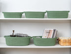 CubesLand Small Storage Basket Cotton Rope Organizer Baskets for Shelves | Set of 5 Decorative Closet Storage Bins with Handle for Countertop, Toilet Paper Basket for Toilet Tank Top, Green Basket