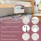 Bedside Storage Organizer 5 Pockets with 4 Hooks Hanging Storage Bag for Headboards/Bunk Bed (White)