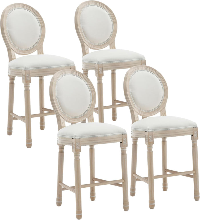 French Country Bar Stools Set of 4, 26" Farmhouse Counter Height Stools