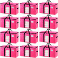 TAILI 12 Pack Pink Extra Large Moving Bags, Heavy Duty Totes with Visible Window, Wrap Around Handles, Space-Saving Storage Solution, Alternative to Moving Boxes