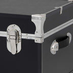 HomeStock Rustic Romance Heavy Duty 30" Under Bed College Storage Trunk with Lock, Latch Closure Type, 15.75" D x 30" W x 12.25" H, Ideal Camp Dorm Room Trunk Footlocker Black