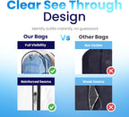 Handy Laundry Clear Garment Bags for Hanging Clothes, 50" Suit Bags with 10" Gusset, Heavy Duty Closet Storage Covers for Coats, Dresses, Shirts, Jackets, Dustproof & Breathable, 4 Pack