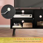 WLIVE TV Stand for 40 Inch TVs, Small Entertainment Center with Storage Cabinet, Mid-Century Modern TV Stands for Living Room and Bedroom, 32" TV Console, Black