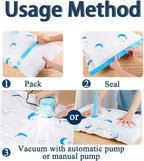 12 Pack Vacuum Storage Bags, Space Saver Bags (4 Jumbo/4 Large/4 Medium/1 Automatic Pump) Compressed Storage Bags for Clothing, Comfort Items and Blankets