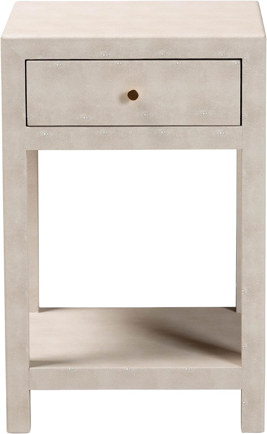 Baxton Studio Dansby Modern Beige Faux Shagreen 1-Drawer End Table