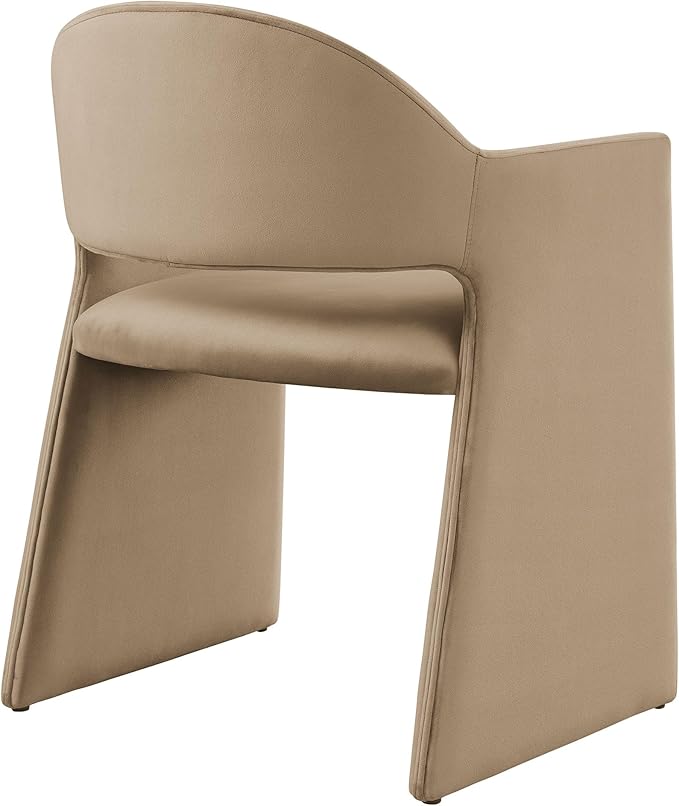 Modway Talia Performance Velvet Dining Armchair in Taupe - Modern Curved Dining Chair with Open-Back - Stain-Resistant Velvet Barrel Chair - Living Room Accent Chair with Arms