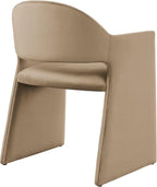 Modway Talia Performance Velvet Dining Armchair in Taupe - Modern Curved Dining Chair with Open-Back - Stain-Resistant Velvet Barrel Chair - Living Room Accent Chair with Arms
