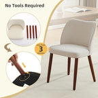 Dining Chair Set of 4, Linen Upholstered Dining Chair with Solid Wood Legs, Wing Backrest, Wooden Kitchen Chair, Kitchen Chairs with Thick Cushions for Dining Room, Living Room, White