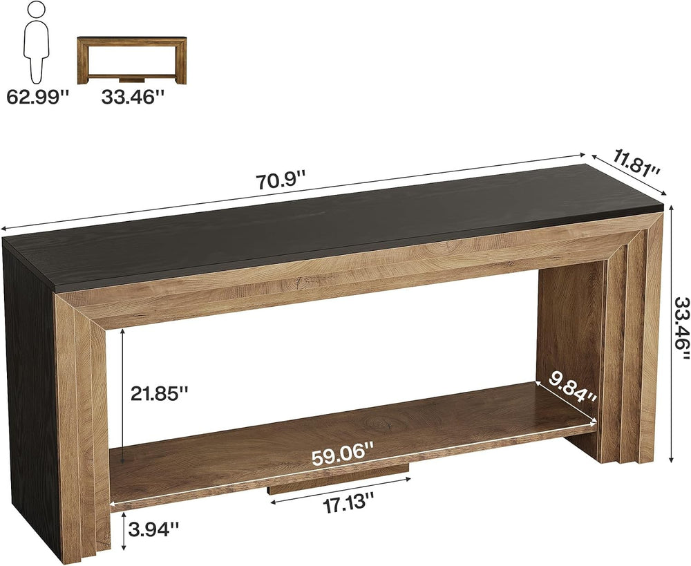 Tribesigns 70.9 Inch Narrow Console Table, Farmhouse 2-Tier Wooden Sofa Table...