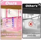 Under Desk Cable Management Tray, 15.7'' No Drill Steel Desk Cable Organizers, Wire Management Tray Cable Management Rack (1 Pack-Pink)