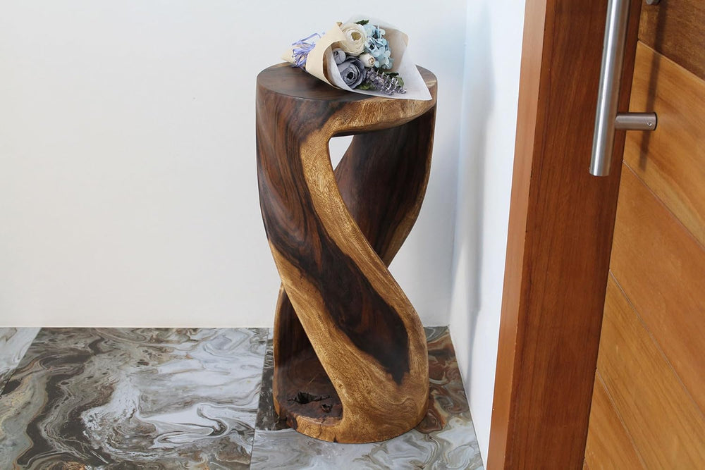 Haussmann End Table Round Twist 14 in Dia x 30 in H Walnut