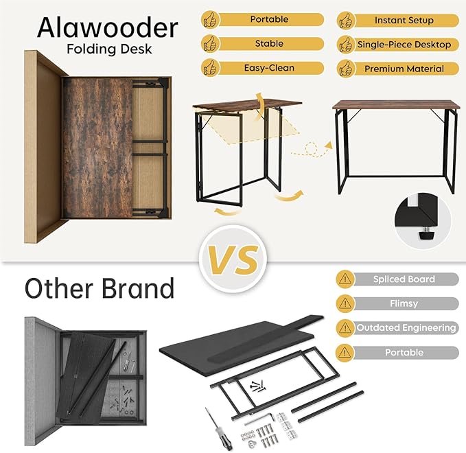 Folding Desk 30 Inch - No Assembly Small Foldable Desk for Small Space Minimalist, Space Saving Collapsible Compact Desks Portable Table for Craft, Writing, Study and Work