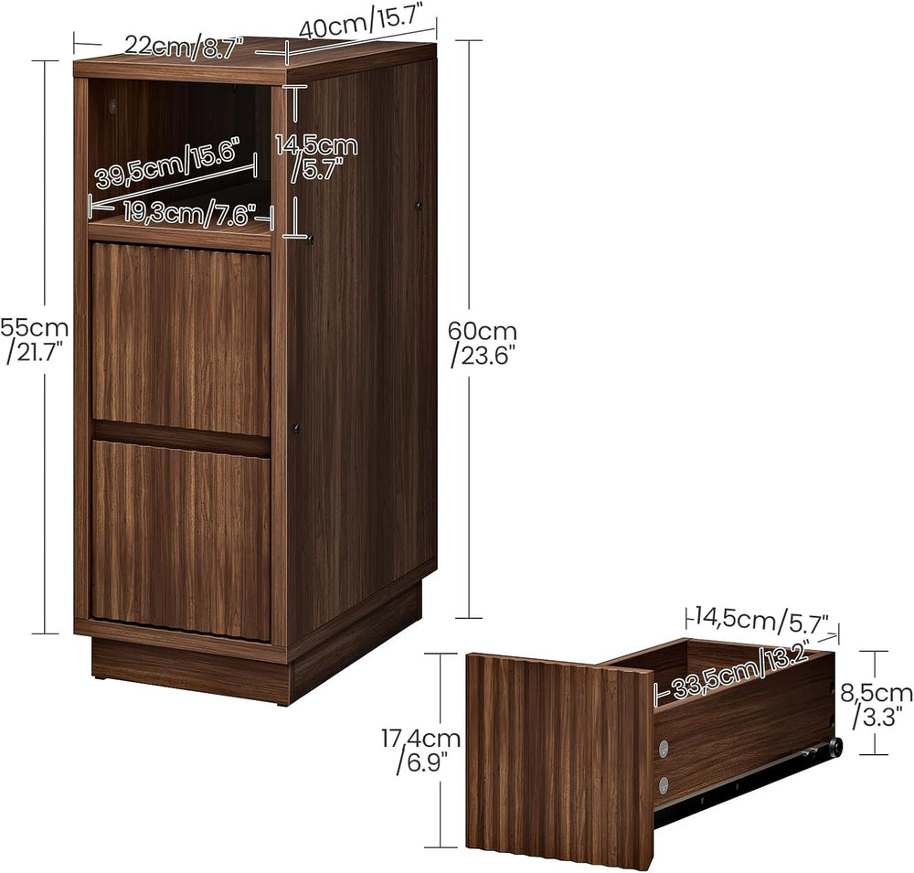 CHOEZON Narrow Nightstand and Narrow Skinny Side Table with Charging Station ...