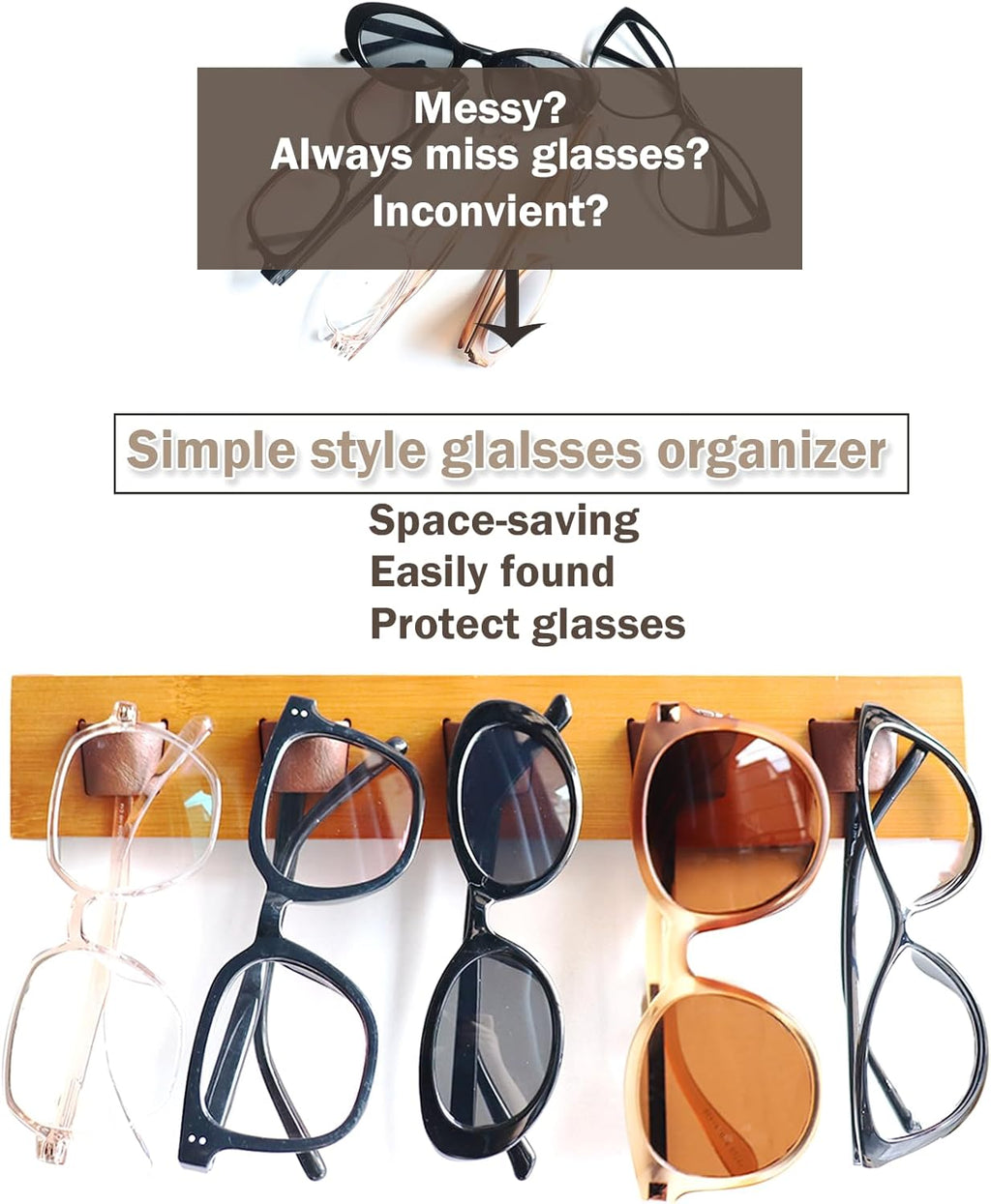 ACOCOFE Sunglass Organizer Glasses Holder,Wood Eyeglass Storage Holder,Sunglasses Rack Eyewear Display((Brown-brown)