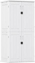Outdoor Storage Cabinet with 4 Shelves,31.5" x 23.23" x 66.22" White Waterproof Shed,Waterproof Resin Vertical Tool Shed, Lockable 30 cu.ft. Storage Shed for Patio, Garden, Yard, White