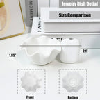 White Flower Jewelry Dish Tray, 3.85″ Lotus Ceramic Ring Holder, Cute Vanity Organizer Nightstand Bathroom Decor, Trinket Plate Dish Christmas Valentine's Mother's Day Birthday Gifts for Women (Plain)