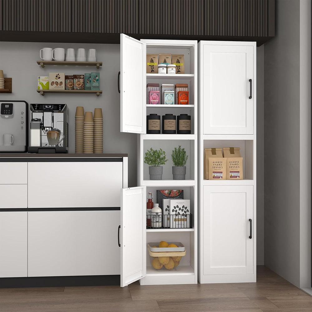 67" Tall Narrow Bathroom Storage Cabinet, Slim Metal Cabinet with Doors ...