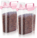 5-7Lbs Dog Cat Food Storage Container with Upgraded Large Nozzle BPA-free, 4 Snap Seals Plastic Pet Food Storage Containers with Handles (Light Pink, 5L-2pack)