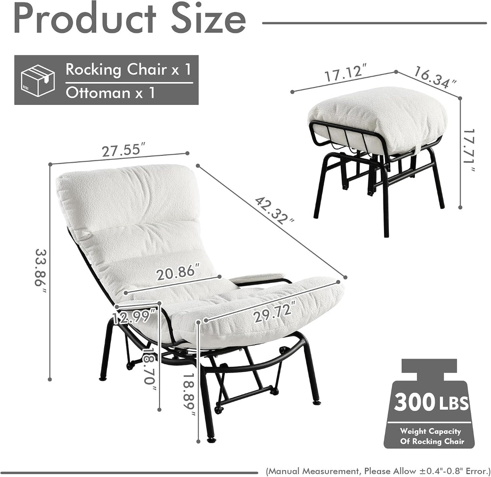 HOOOWOOO Cozy Rocking Chair,Chaise Lounge Chair Indoor,Accent Chair with Otto...
