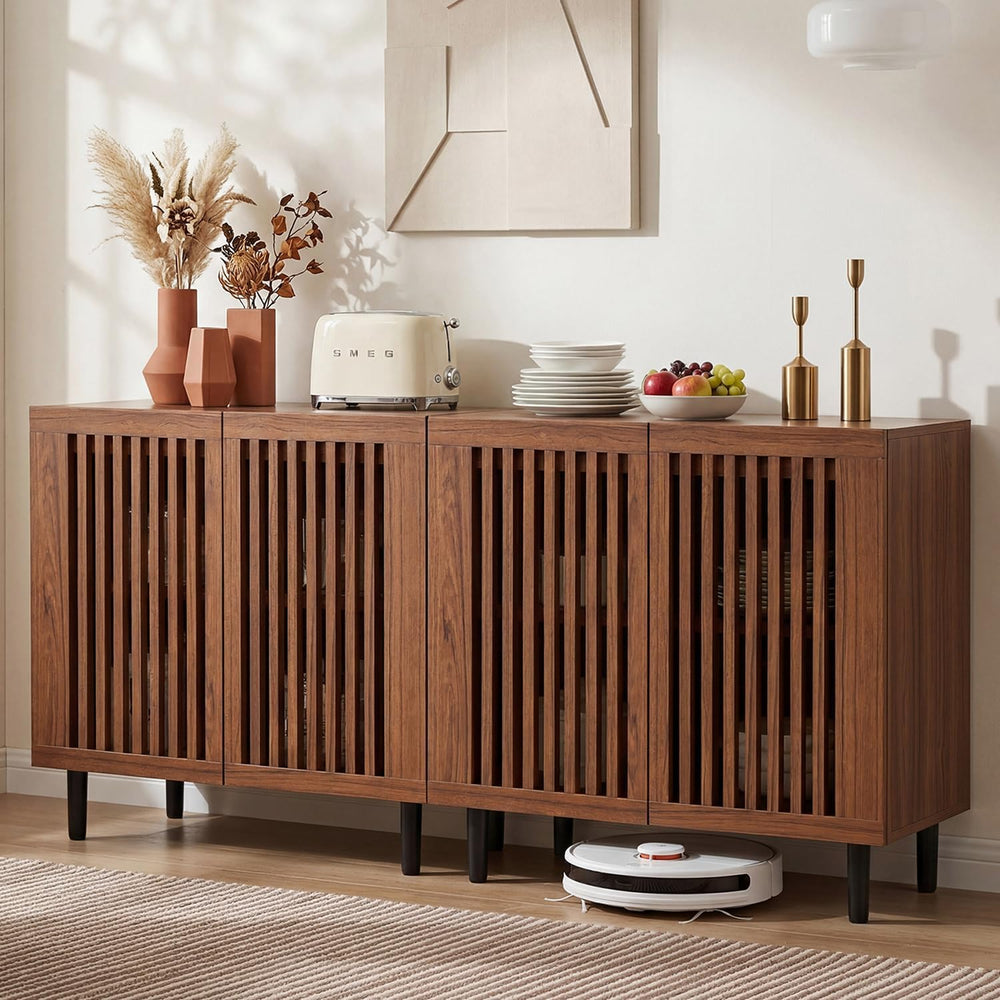 31.5" Buffet Cabinet with Storage, Brown Sideboard Coffee Bar Cabinet
