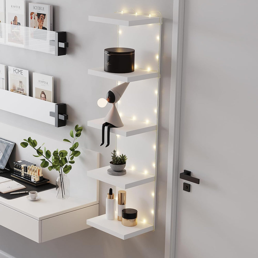 LitaEther 5 Tier Lack Floating Shelf, White Wall Shelf Unit,Display Shelf