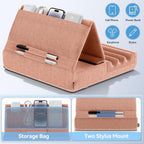 KDD Tablet Pillow Holder, Foldable iPad Stand for Lap, Bed and Desk -Tablet Soft Pad Dock with Pocket & Stylus Mount Compatible with iPad Pro 12.9, 10.5, 9.7 Air Mini 6 5 4 3, E-Reader