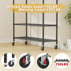 Storage Shelves Heavy Duty with Wheels,48"L x 20"W x 72"H Garage Wire Shelving Unit Loads 2000LBS,5-tier Adjustable Metal Industrial Utility Shelf Rack for Kitchen,Laundry,Pantry,Warehouse,Basement