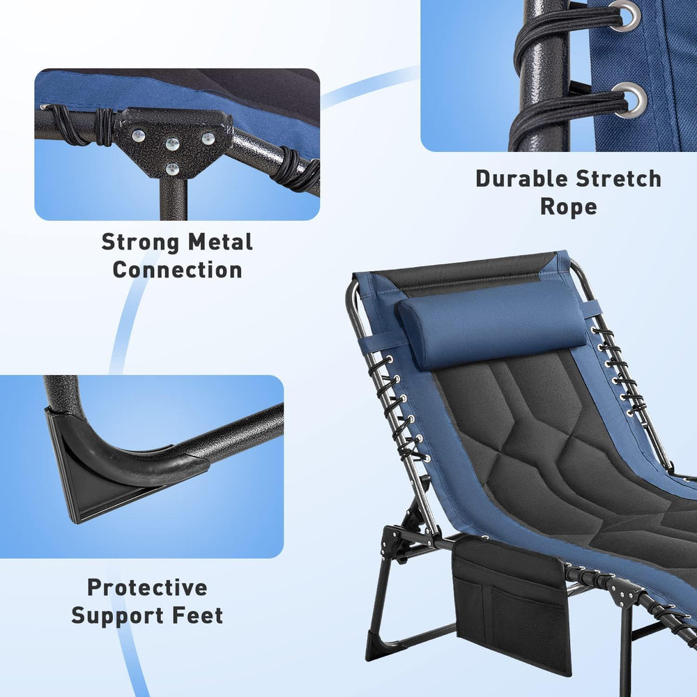Flamaker Folding Chaise Lounge Outdoor Portable Lounge Chairs 4-Position Adju...