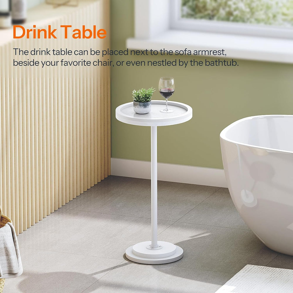 HOOBRO Small Round Side Table, Drink Table, Coffee Martini Table with Pedesta...